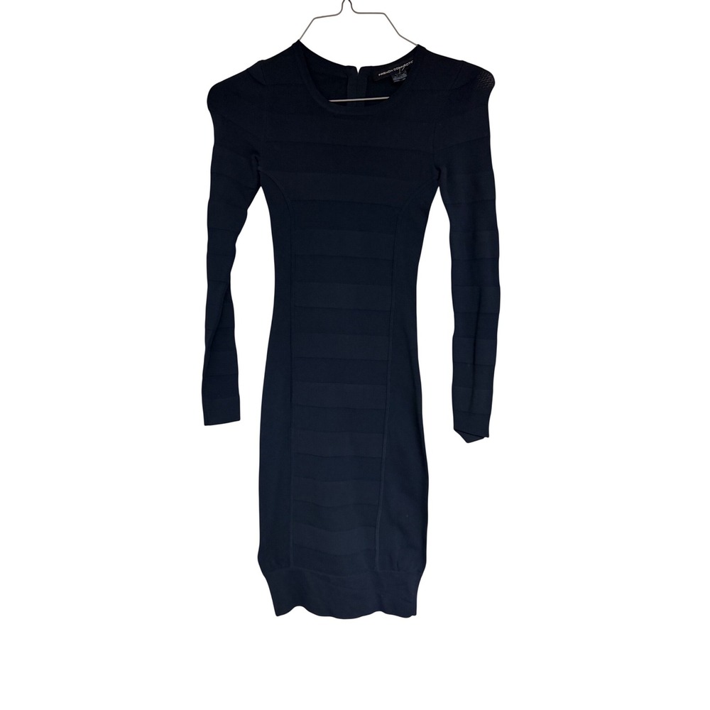 French Connection Navy Blue Bandage Long Sleeve Bodycon Mini Dress Size 2